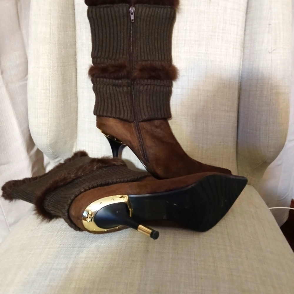 Primadonna Suede and Sweater Brown Boots Size 37